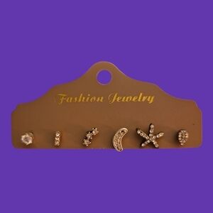 3/$30 Vintage Gold and Silver Celestial Stud Earrings Set